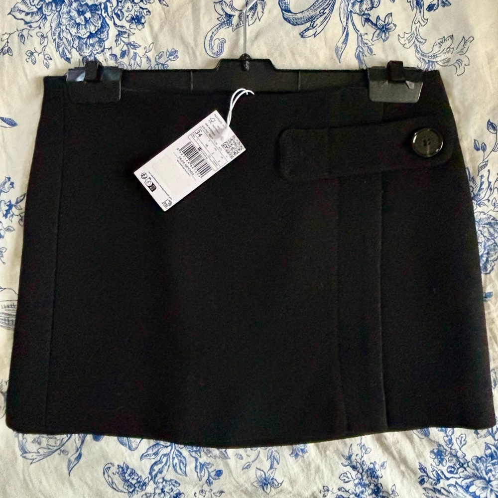 Mango Black Wrap Mini Skirt for Work